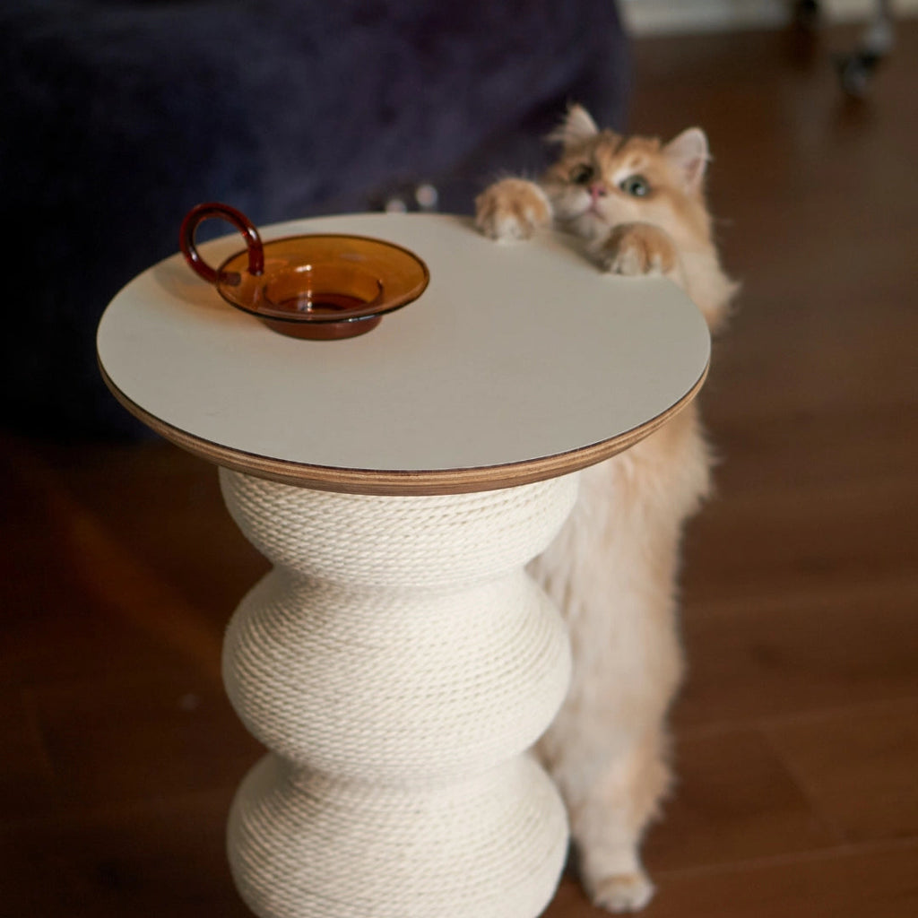 Cat Scratch Table Coral Scratch Table White – Side Table & Cat Scratcher | Modern Cat ...