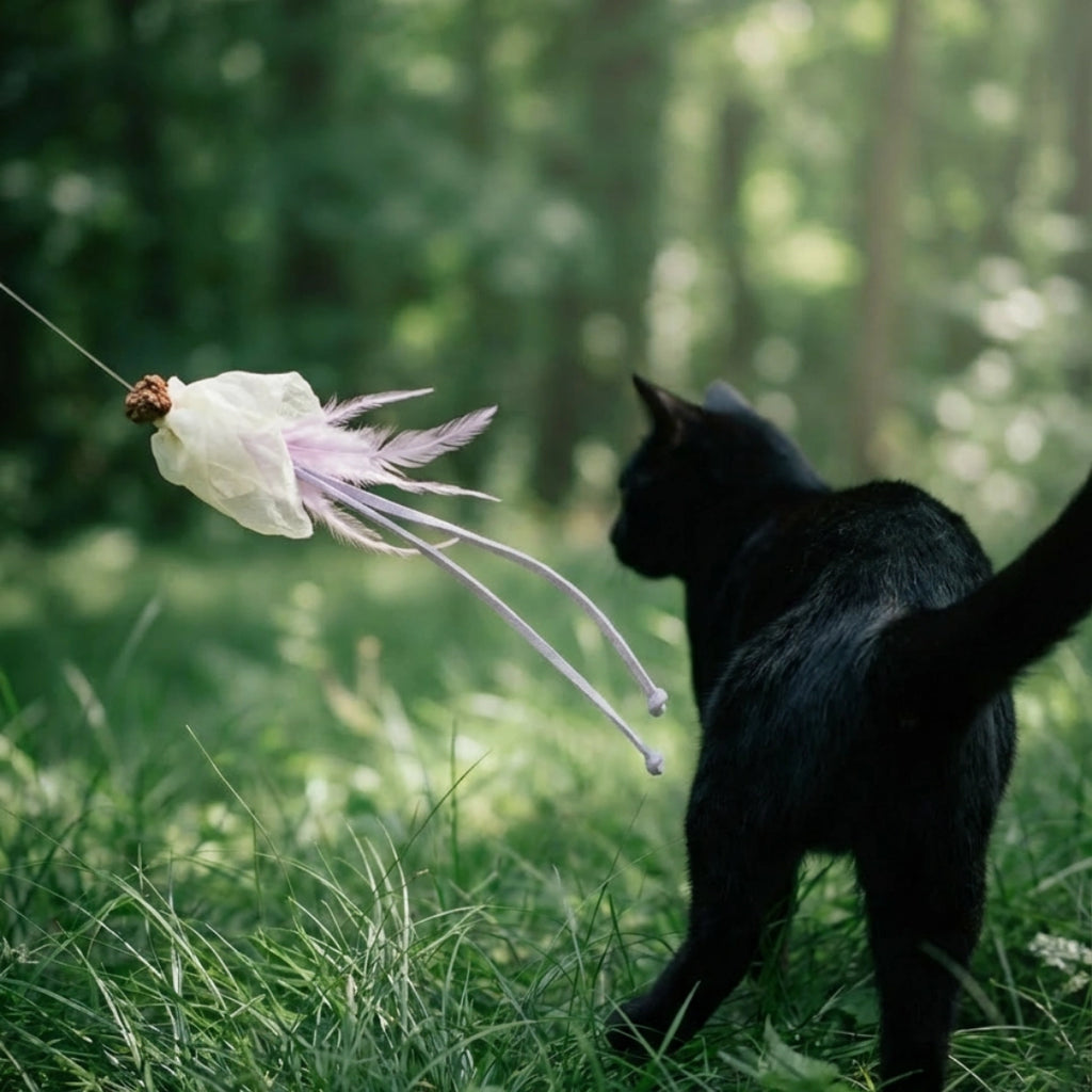 Natural Feather Cat Teaser Toy | 4-Toy Set