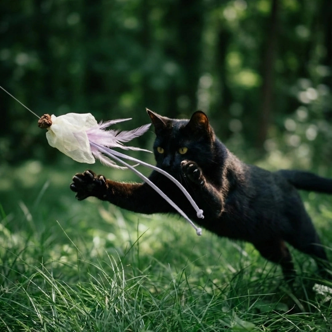 Natural Feather Cat Teaser Toy | 4-Toy Set
