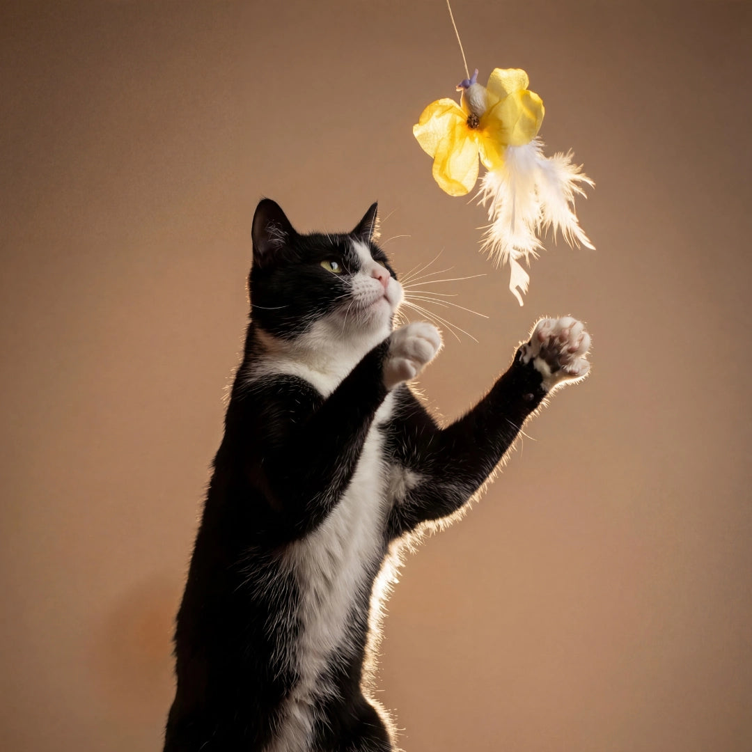 Natural Feather Cat Teaser Toy | 4-Toy Set