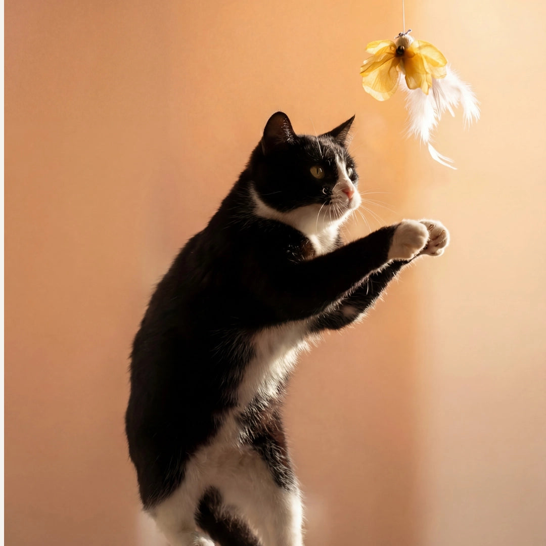 Natural Feather Cat Teaser Toy | 4-Toy Set
