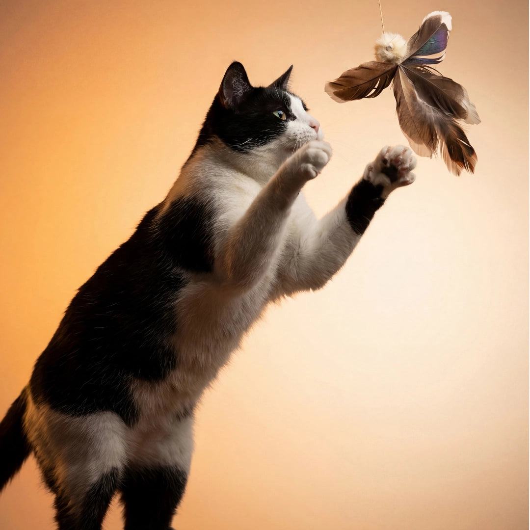 Natural Feather Cat Teaser Toy | 4-Toy Set