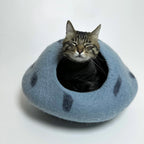 Blue Crystal | Natural Wool Felt Cat Cave