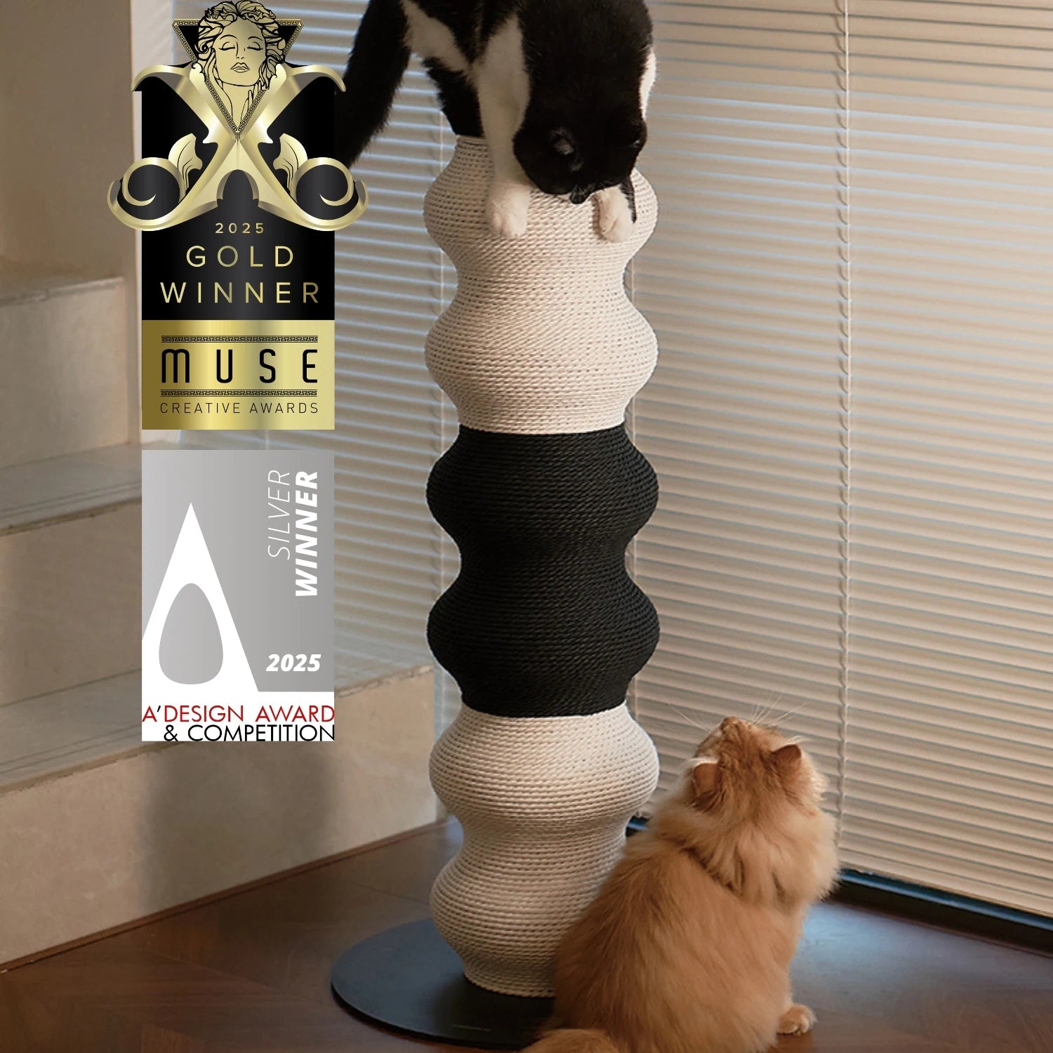 Coral Scratch Post | Black + White