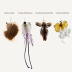 Natural Feather Cat Teaser Toy | 4-Toy Set