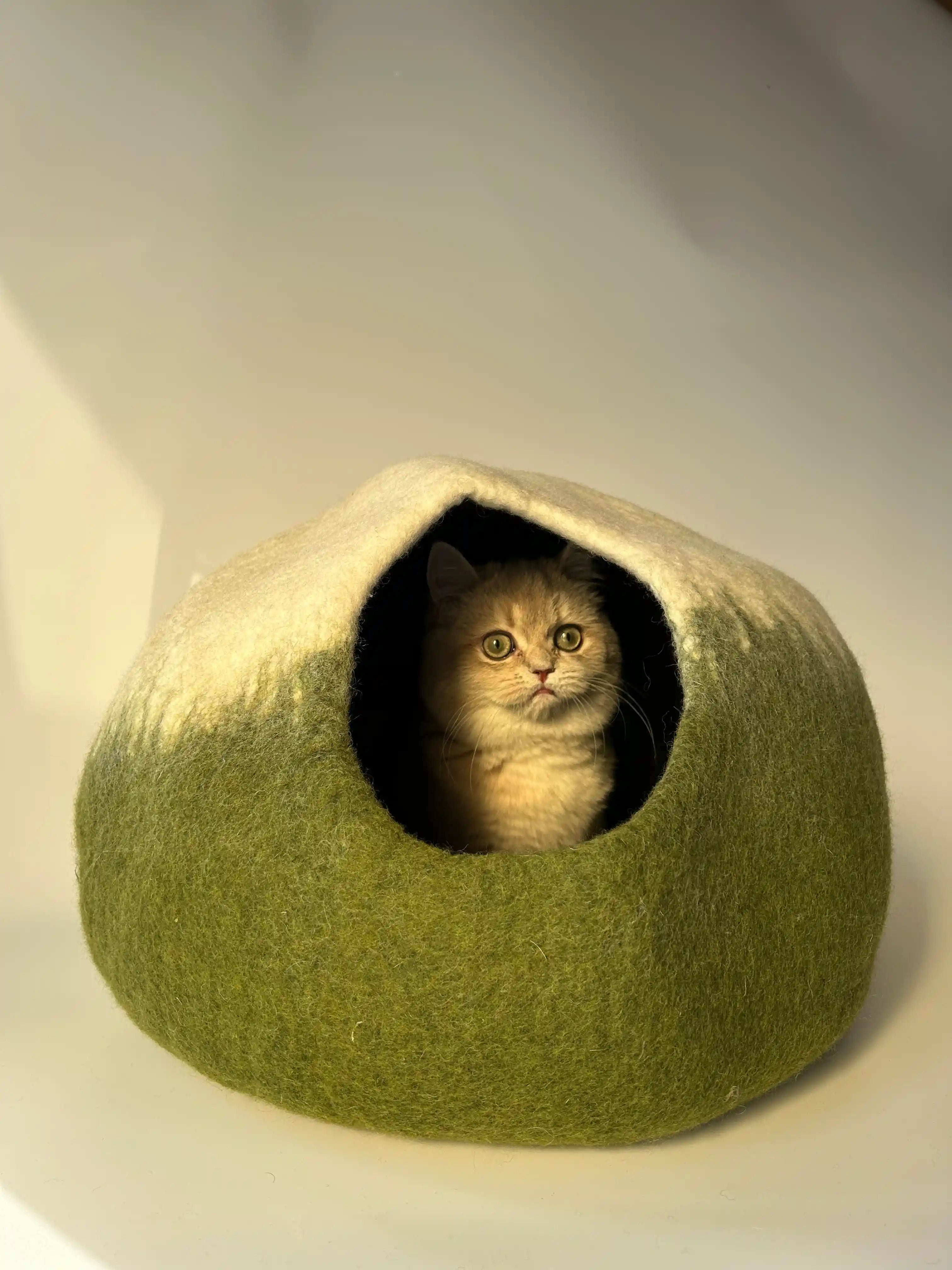 Matcha Mochi | Natural Wool Felt Cat Cave