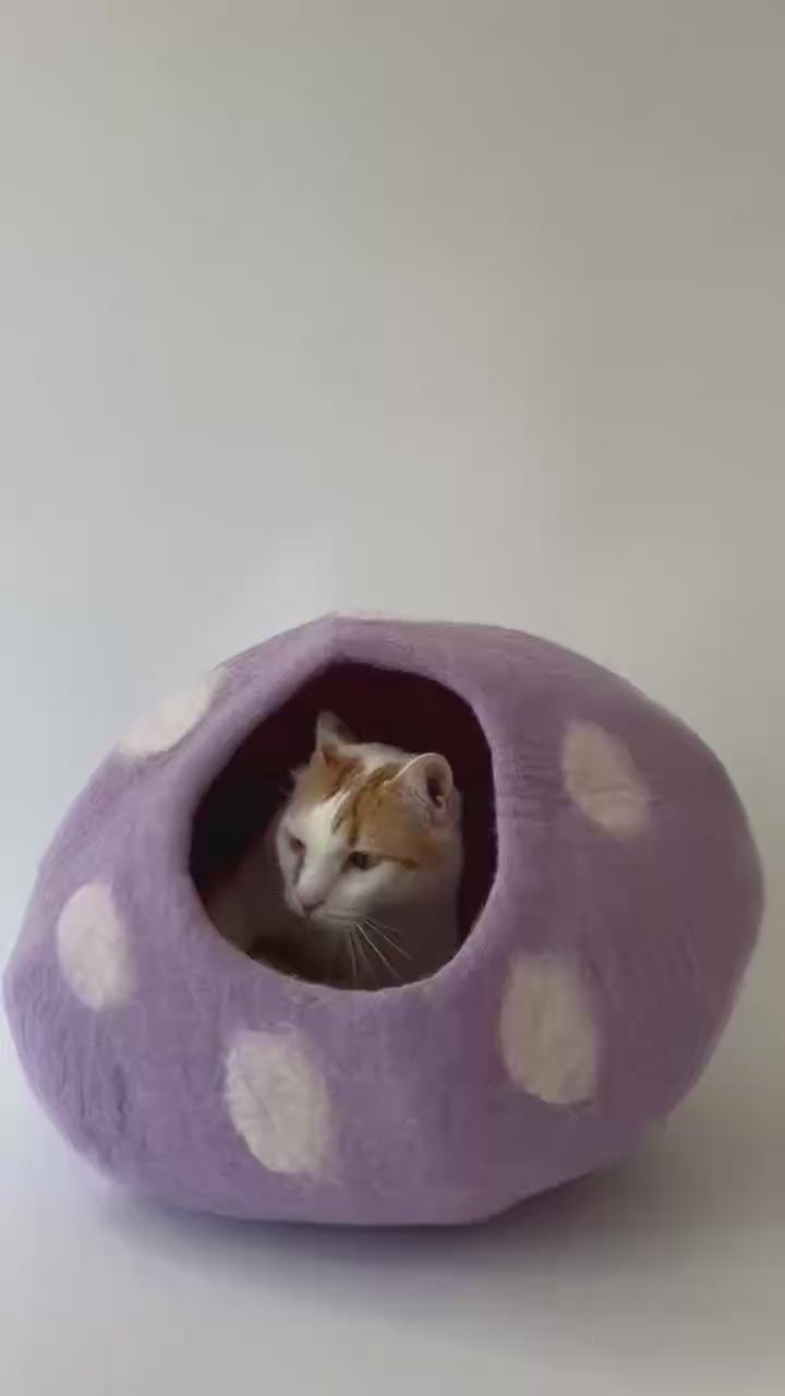 Taro Bobo | Natural Wool Felt Cat Cave