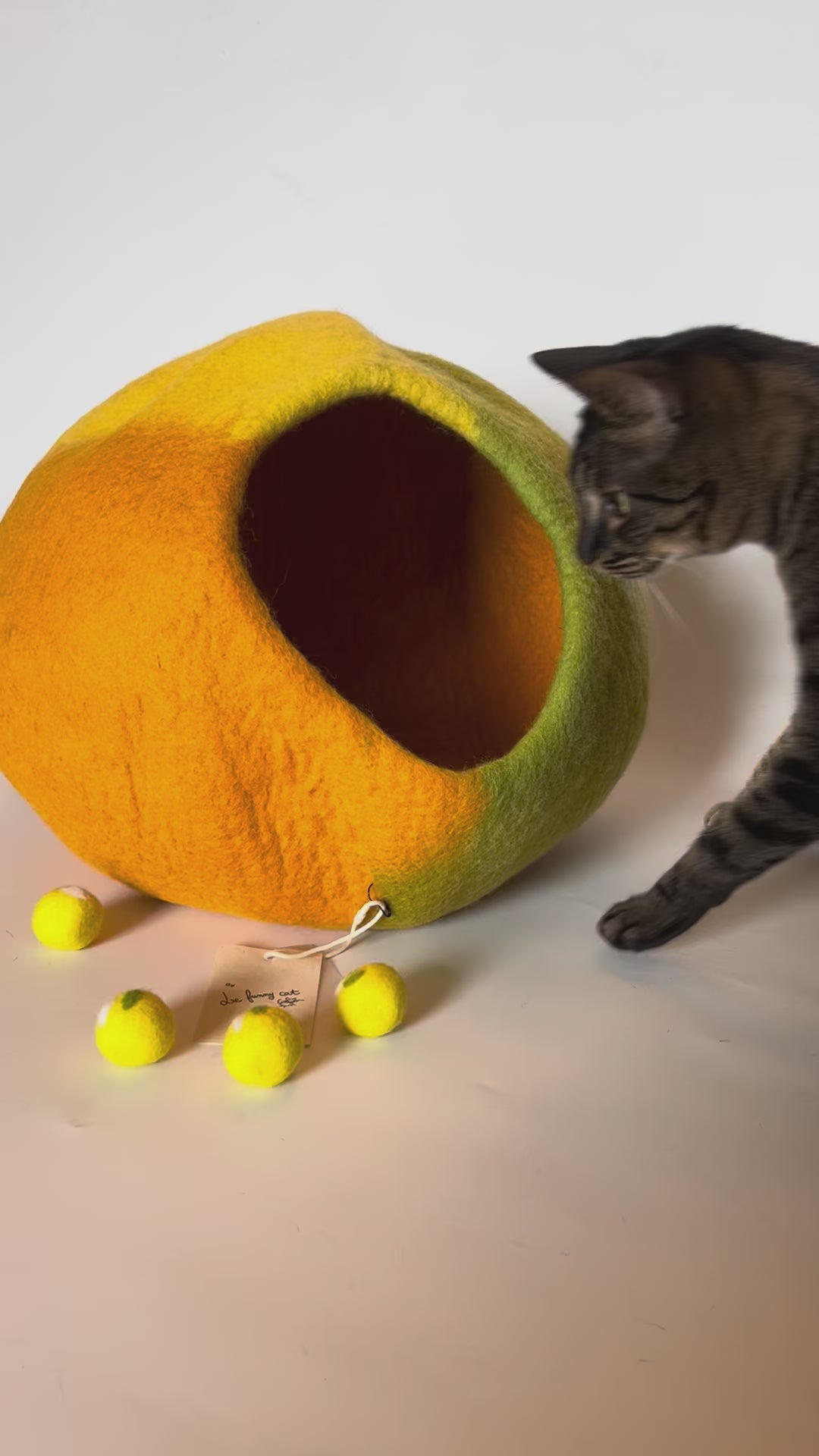 Amalfi Lemon | Natural Wool Felt Cat Cave